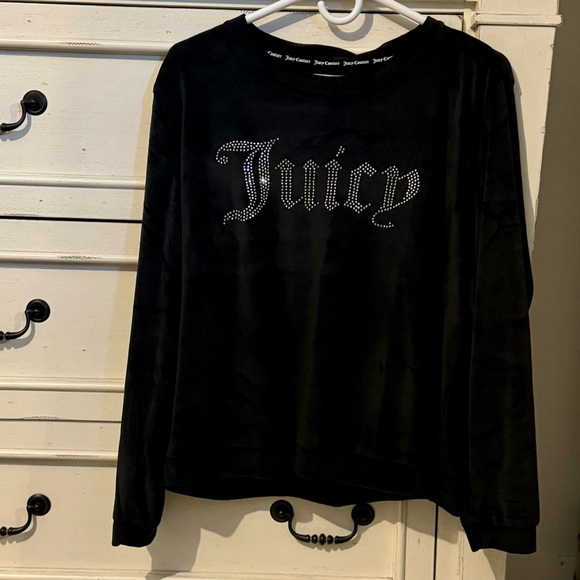 Juicy Couture Black Velour Top Women’s Size XL - Picture 5 of 9